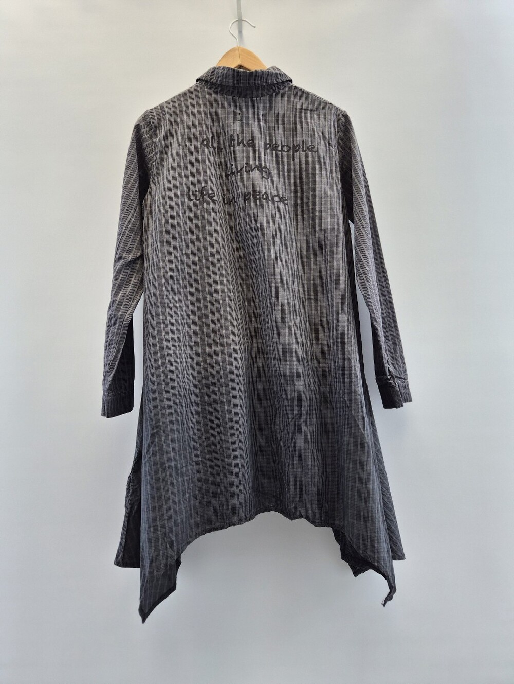 Luukaa Dark Academia Grunge Plaid Grid Tunic Shirt Dress Imagine Peace Size 8
